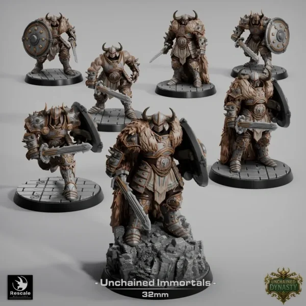 Detailed miniature warriors with armor and shields